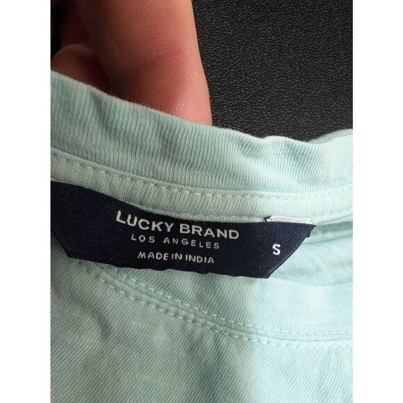 Lucky BRAND Mint Green Lace Trim Short Sleeves Daytime T-shirt Women's Small - Picture 3 of 4